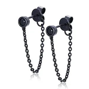 Black Iced D Color VVS Tassel Style 925 Silver Earrings - CaratixJewelry